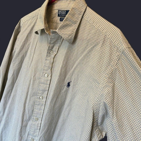 Polo Ralph Lauren Andrew Button-Down Shirt – Yellow & Blue Check – Size 17 32/33 - Picture 2 of 8